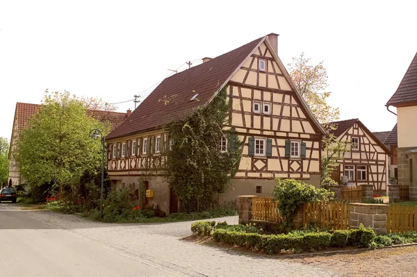 Schwarz Weiß Aufnahme Eines Historischen Bauernhauses Süddeutschland — Stockfoto