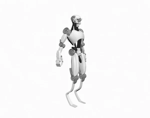 带有骨骼的机器人3D渲染 — 图库照片