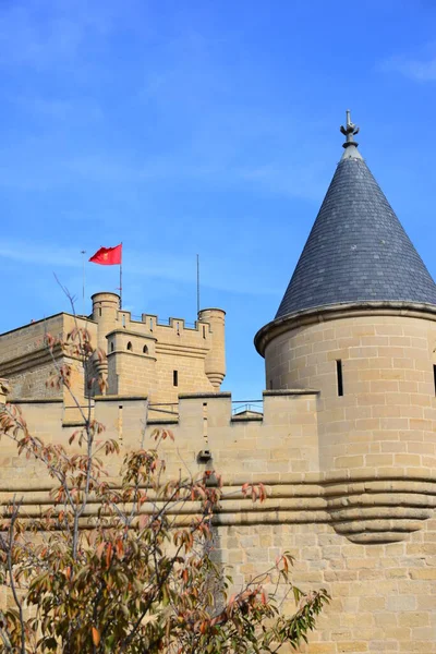 Spanyolország Olite Navarre Houses Facades Castle Rendelkezése — Stock Fotó