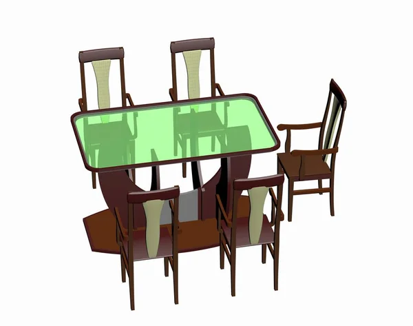 Illustration Vectorielle Une Table Avec Une Chaise — Photo