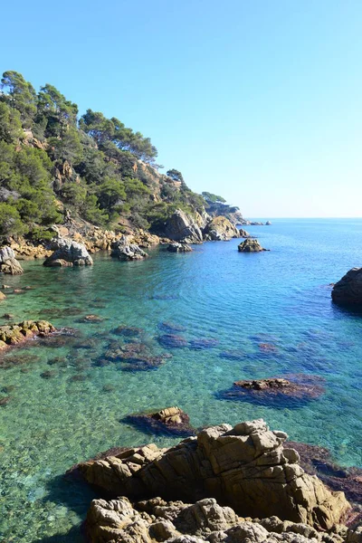 Pierres Par Mer Méditerranée Grande Grande Petite Ronde Lumière Ténébreuse — Photo