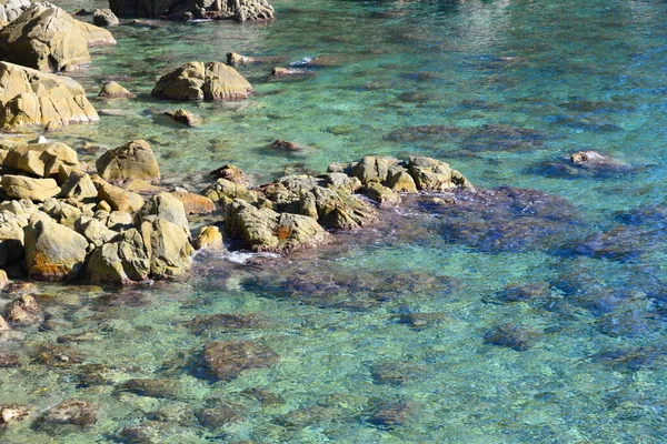 Pietre Mare Mediterraneo Grande Grande Piccole Rotondo Luce Oscuro — Foto Stock