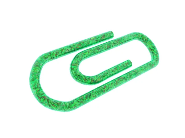 Clip Plastica Verde Isolato Sfondo Bianco — Foto Stock