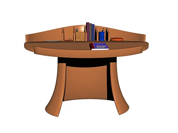Tahta Sandalyeli Bir Masanın Vektör Çizimi — Stok fotoğraf