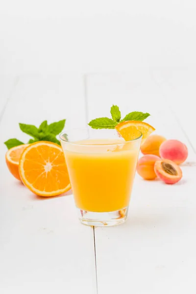 Orange Apricot Juice Fresh Mint — Stock Photo, Image