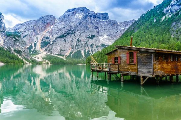 Foto Van Wandelroute Rond Pragser Wildsee Zuid Tirol — Stockfoto