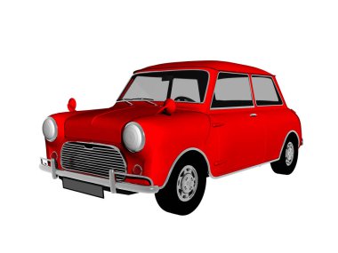 red vintage car isolated on white background clipart