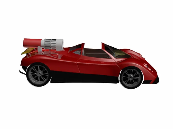 Piros Luxus Autó Elszigetelt Fehér Háttér — Stock Fotó
