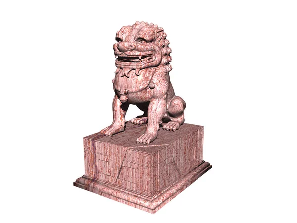 Statua Legno Leone Sfondo Bianco — Foto Stock