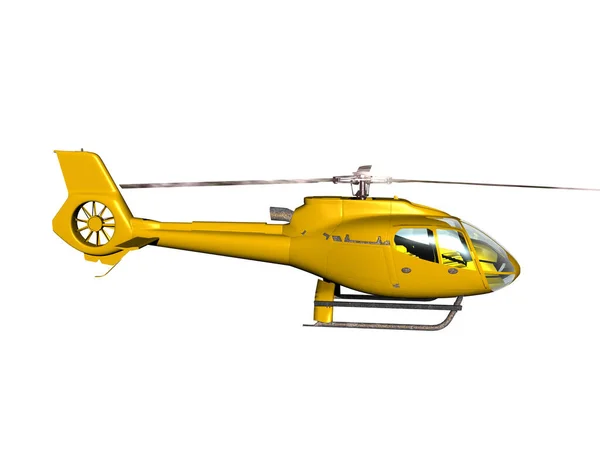 Helicóptero Amarelo Isolado Fundo Branco — Fotografia de Stock