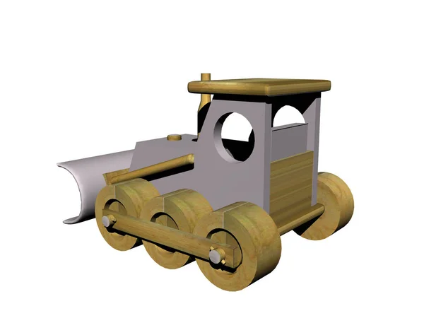 Old Wooden Toy Train Isolated White Background — Stock Photo, Image