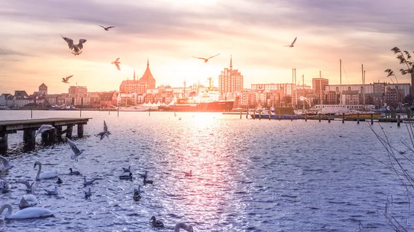 Rostock City Straddling Warnow River North Coast Germany — Stock Photo, Image