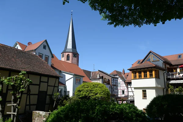 Stadtkirche Michelstadt Odenwald Hessen Deutschland Turm Kirche Kirchturm Altstadt Architektur — Stockfoto