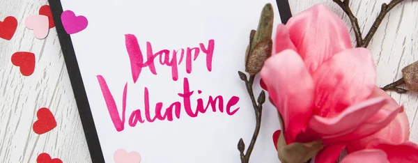 Fondo San Valentín Con Corazones Flores —  Fotos de Stock