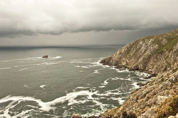 Cabo Fisterra Finisterre Kurz Vor Unwetter Costa Morte Endpunkt Des — Stockfoto