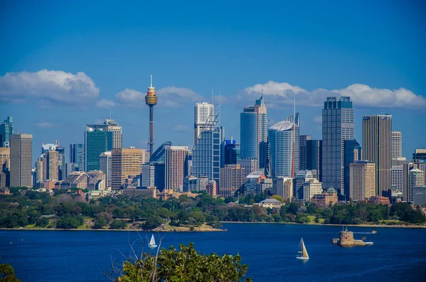 Vista Desde Zoológico Taronga Hasta Distrito Central Negocios Sydney — Foto de Stock