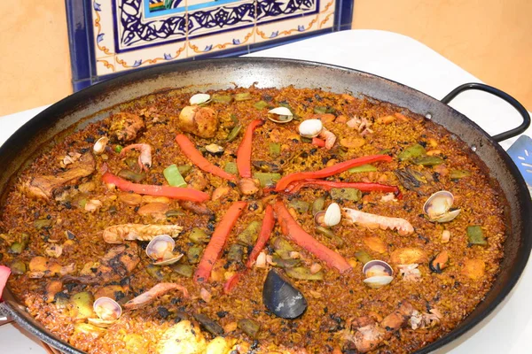 Deniz Ürünleri Paella Yemeği Spanyol Yemeği — Stok fotoğraf