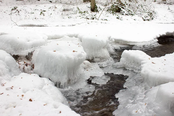 Flusslandschaft Mit Schnee Winter Einem Waldnaturschutzgebiet Der Steiermark — Stockfoto