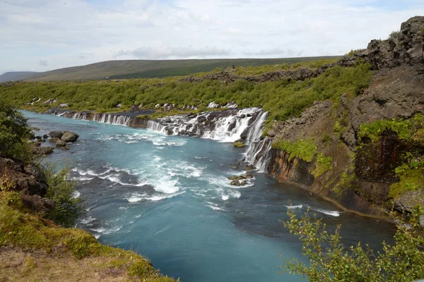 Hraunfossar Islande Cascades Cascades Cascade Rivière Safell Reykholt Hvita Husafell — Photo