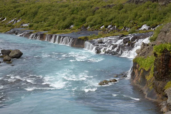 Hraunfossar Islanda Cascate Cascate Cascata Cascata Fiume Safell Reykholt Hvita — Foto Stock