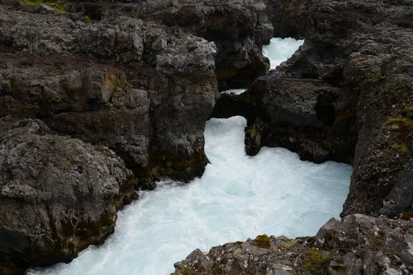 Zlanda Şelale Şelale Şelale Şelale Şelale Şelale Nehir Safell Reykholt — Stok fotoğraf