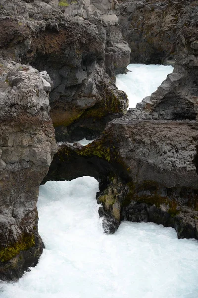 Ijsland Waterval Waterval Waterval Rivier Safell Reykholt Hvita Husafell Natuur — Stockfoto