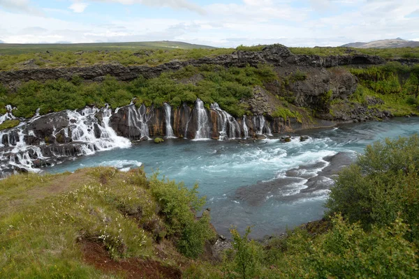 Hraunfossar Ισλανδία Καταρράκτες Καταρράκτες Καταρράκτες Καταρράκτες Ποταμοί Safell Reykholt Hvita — Φωτογραφία Αρχείου