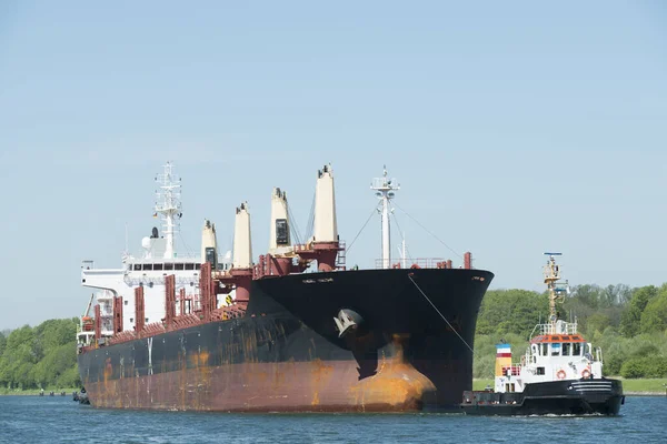 Cargueiro Granel Canal Nord Ostsee Perto Kiel Alemanha — Fotografia de Stock