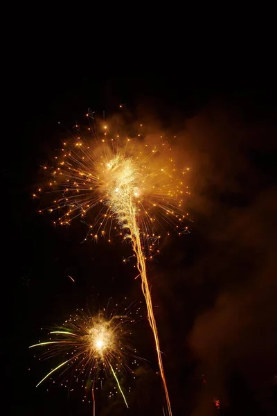 Λαμπερά Πολύχρωμα Πυροτεχνήματα Στον Ουρανό — Φωτογραφία Αρχείου