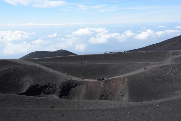 Etna Etna Szicília Olasz Torre Del Filosofi Csúcs Mellett Kráter — Stock Fotó