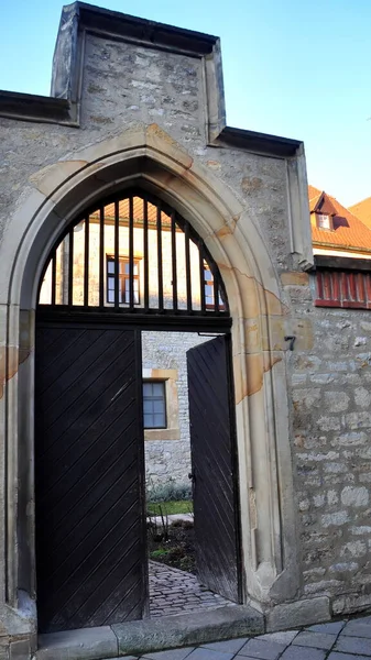 Portaal Bij Het Augustijner Klooster Deze Poort Betrad Martin Luther — Stockfoto