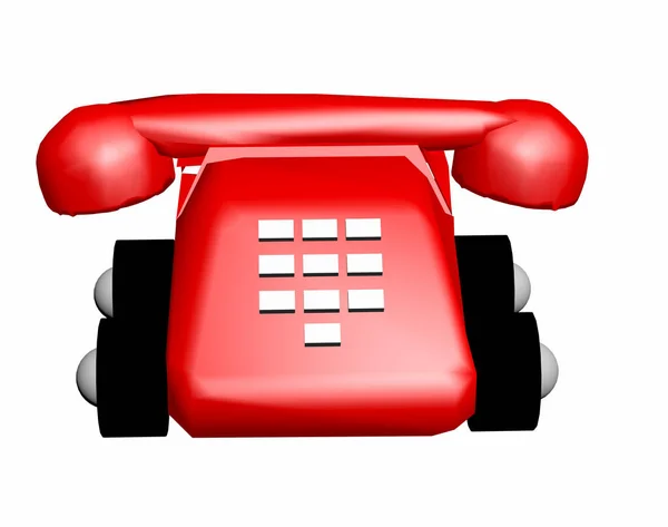 Telefone Vermelho Isolado Fundo Branco — Fotografia de Stock