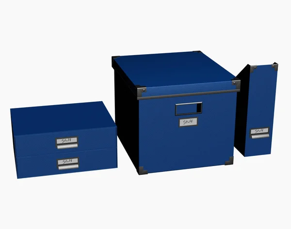 Caixa Presente Azul Isolado Fundo Branco — Fotografia de Stock