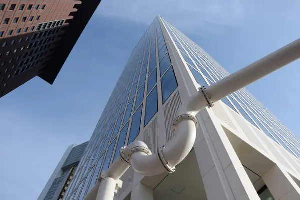 Tubo Una Casa Tubería Casa Edificio Rascacielos Construcción Industria Construcción —  Fotos de Stock