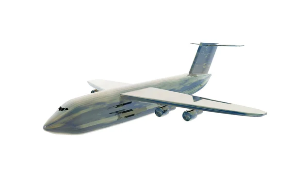 Straalmotor Van Een Wit Geïsoleerd Vliegtuig — Stockfoto