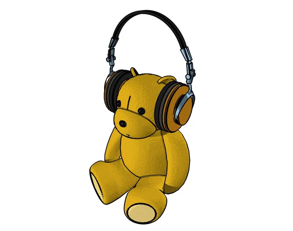 Teddy Bear Stereo Headphones — Stock Photo, Image
