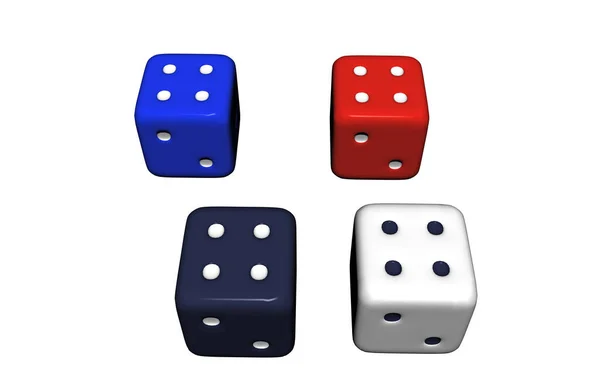 Vier Farbige Würfel Für Den Knopf Spiel — Stockfoto