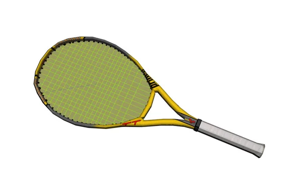 Tennis Racket Bal Geïsoleerd Witte Achtergrond — Stockfoto