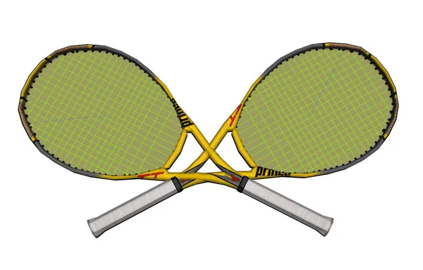 Tenis Raketleri Top Beyaz Arkaplanda Izole Edilmiş — Stok fotoğraf