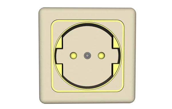 Крупным Планом Желтая Кнопка Шнуром Питания — стоковое фото