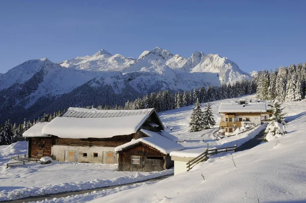 Inverno Hochkrimml Inverno Hochkrimml Áustria Alpes Neve Montanhas Montanhas Montanhas — Fotografia de Stock