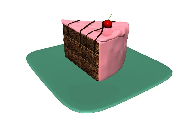 Кусок Торта Тарелке — стоковое фото