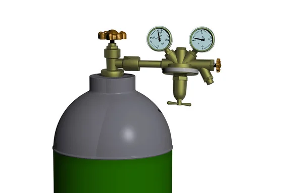 Butelka Sprężonym Gazem Wskaźnikiem Ciśnienia — Zdjęcie stockowe