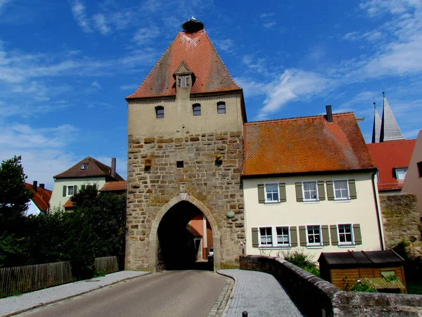 Herrieden Střední Franky City Gate Storchenturm — Stock fotografie