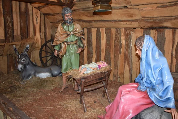 Wiegje Kerststal Duitse Porno Feest Advent Jezus Maria Josef Jezus — Stockfoto