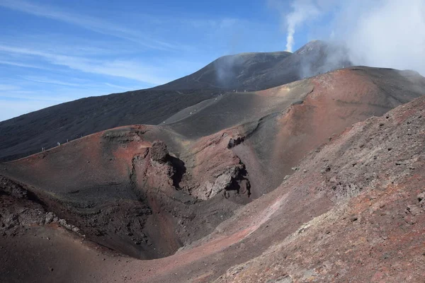 Etna Etna Szicília Olasz Torre Del Filosofo Csúcs Mellett Kráter — Stock Fotó