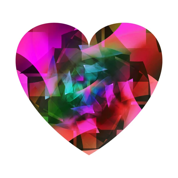 Απεικόνιση Ενός Πολύτιμου Λίθου Σχήμα Καρδιάς Πολυγωνικό Και Διαφορετικά Διαφανές — Φωτογραφία Αρχείου