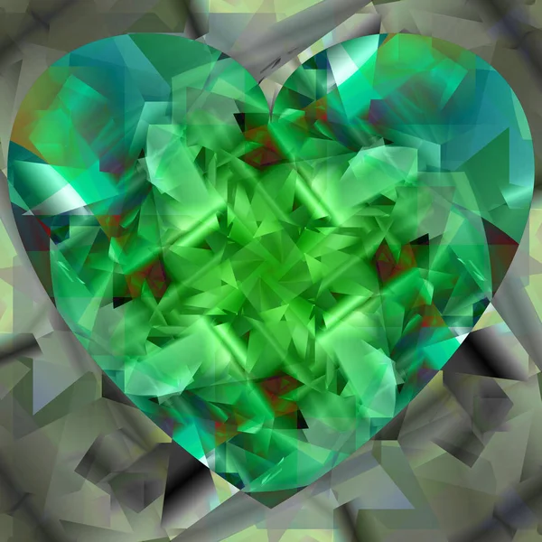 Ilustração Uma Pedra Preciosa Forma Coração Formas Gradiente Poligonais Diferentemente — Fotografia de Stock