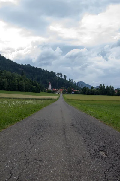 Tomma Vägen Marken Utan Markeringar Steiermark Dagen — Stockfoto