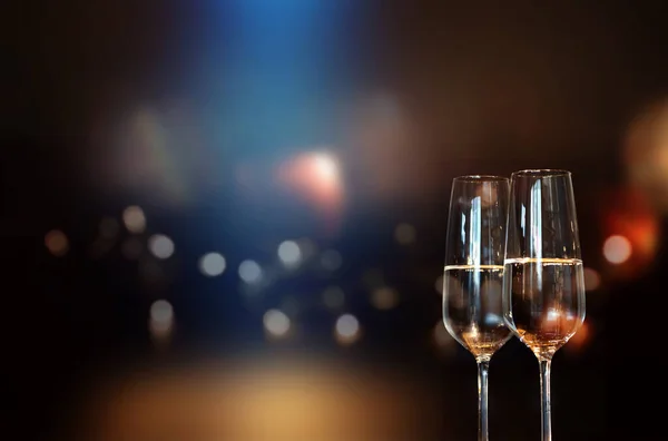 Fondo Festivo Con Champagne Bokeh Biglietto Congratulazioni — Foto Stock